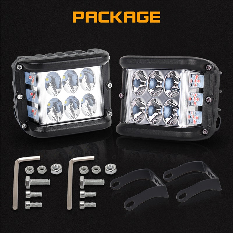 Dual Side Shooter LED Pod Lights, 4 inch LED Light Pods with DRL Red Solid&Strobe Off Road LED Driving Cube Lights for Tractor Plow Truck ATV UTV SUV 4x4 Boat