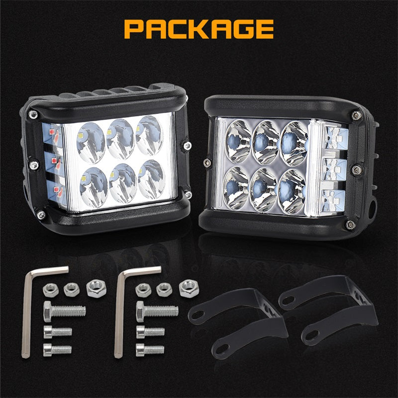 Side Shooter Dual LED Lights with Strobe Blue&Red Emergency Off Road Driving Lights for Tractor Plow Truck ATV UTV SUV 4x4 Boat Motorcycle