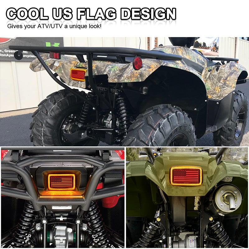 ATV Tail Light with DRL US Flag Design Brake Light Smoke Lens for ATV UTV Yamaha Grizzly Viking Rhino Big Bear Kodiak Bruin Wolverin Bear Tracker