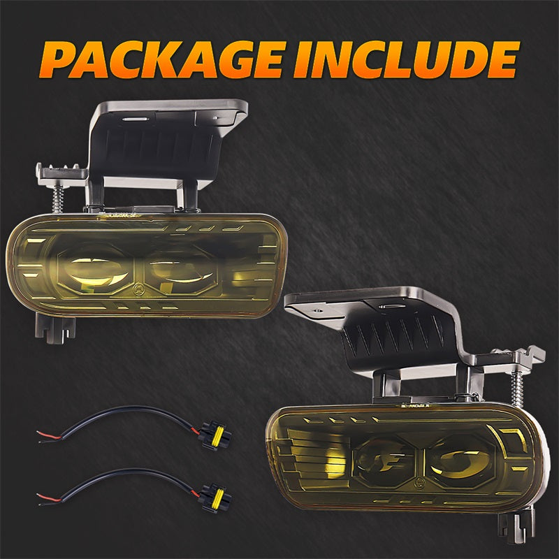 LED Fog Lights Yellow Lens Dual 4D Projector Bumper Lights Compatible with 1999-2002 Chevy Silverado 1500 2500, 2000-2001 Silverado 3500, 2000-2006 Chevrolet Suburban Tahoe
