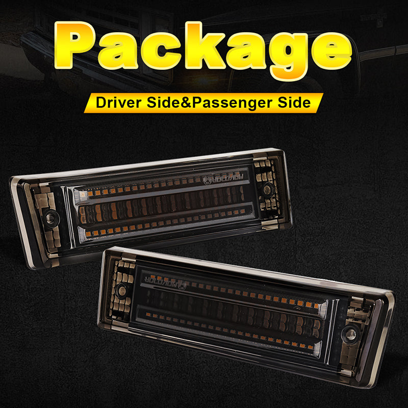 Led Side Marker Lights 500% Bright Smoked Lens Fender Side Marker Compatible with 1981-1991 Chevy C10 C20 C30 GMC C1500 C2500 Suburban Blazer Jimmy