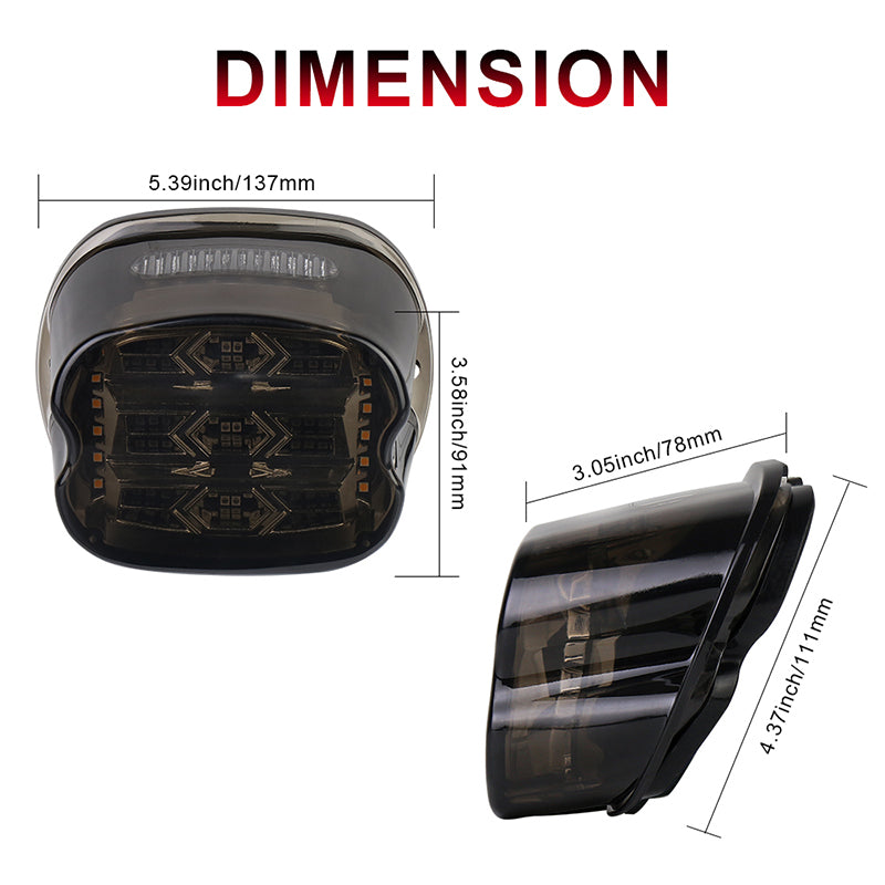 LED Tail Light with Turn Signal 300% Bright Brake Light Smoke Lens Rear Light Compatible with Harley Road King Electra Glide Road Glide Softail Sportster Dyna