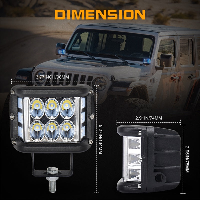 Blue Dual Side Shooter LED Pod Lights, 4 inch LED Light Pods with DRL Solid&Strobe Off Road LED Driving Cube Lights for Tractor Plow Truck ATV UTV SUV 4x4 Boat Motorcycle