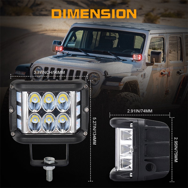 Dual Side Shooter LED Pod Lights, 4 inch LED Light Pods with DRL Red Solid&Strobe Off Road LED Driving Cube Lights for Tractor Plow Truck ATV UTV SUV 4x4 Boat