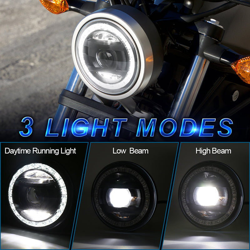 Rebel 500 LED Headlight 30W Motorcycle Headlight with Crystal White&Amber Halo DRL Hi/Low Beam Compatible with 2017-2020 Honda Rebel 250 500