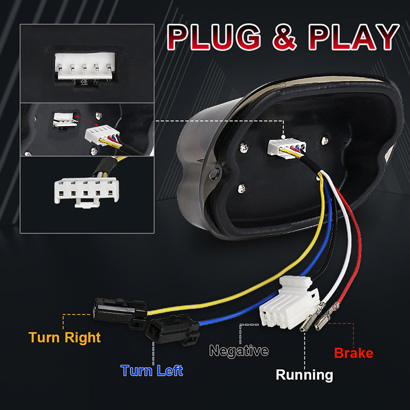 LED Tail Light with Turn Signal 300% Bright Brake Light Smoke Lens Rear Light Compatible with Harley Road King Electra Glide Road Glide Softail Sportster Dyna