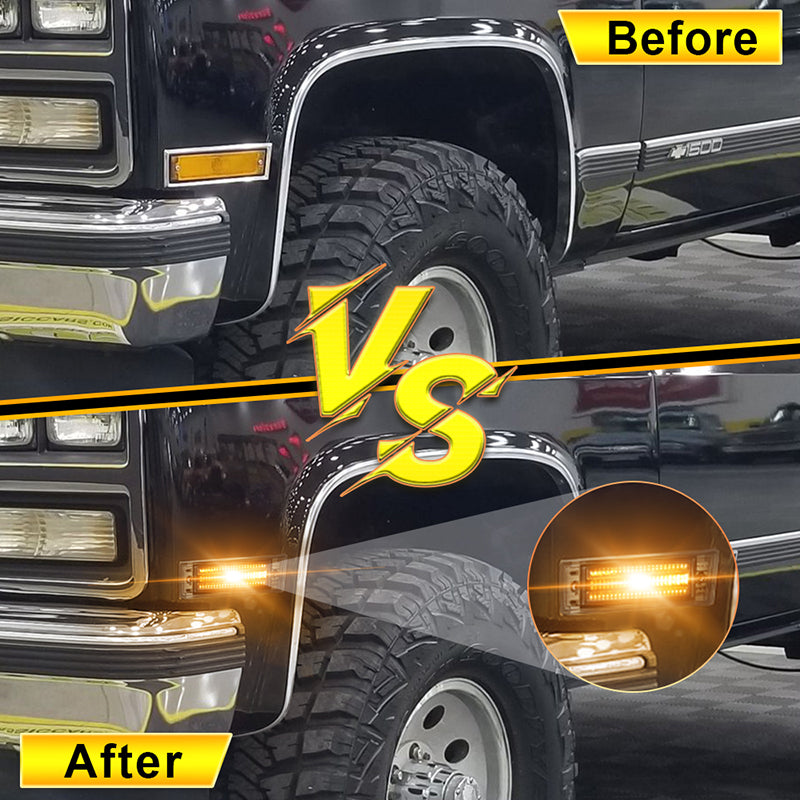 Led Side Marker Lights 500% Bright Smoked Lens Fender Side Marker Compatible with 1981-1991 Chevy C10 C20 C30 GMC C1500 C2500 Suburban Blazer Jimmy