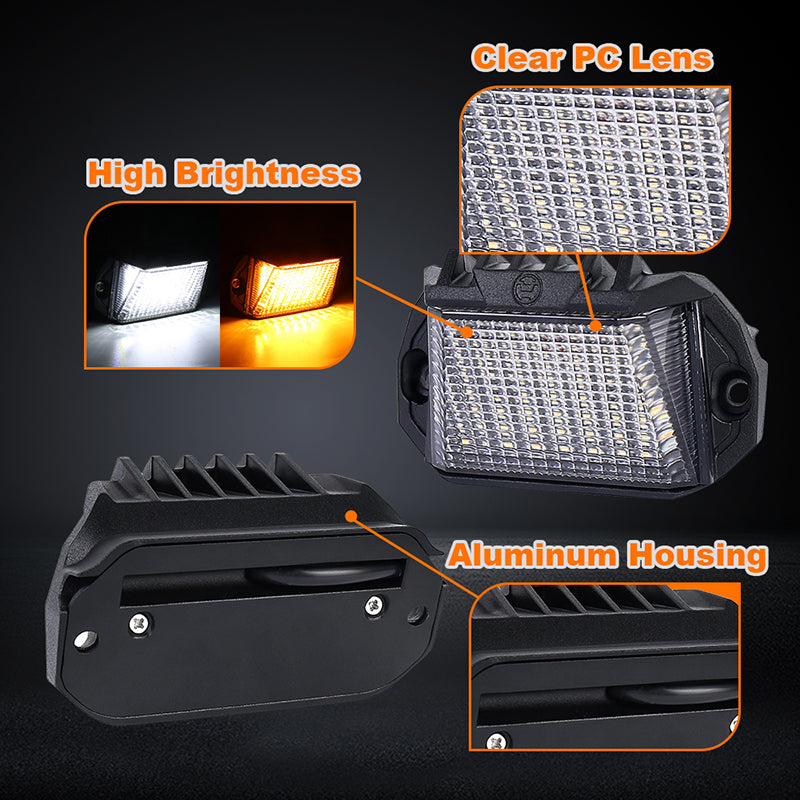 RV Exterior LED Light, 39 LED Porch Light With 1300LM White/1000LM Amber 12V Lights Replacement Kits for Trailers Campers