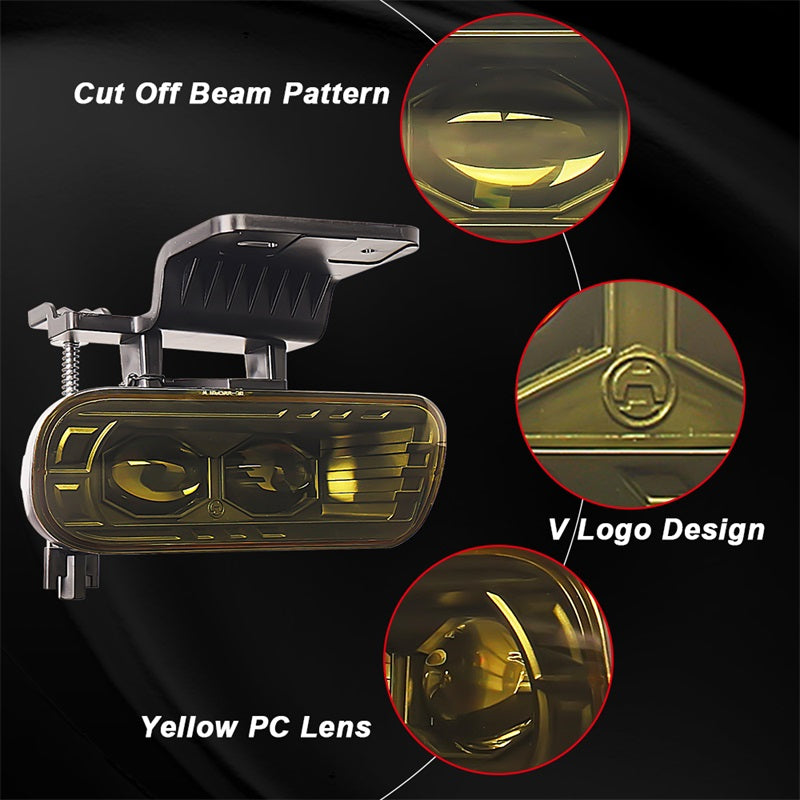 LED Fog Lights Yellow Lens Dual 4D Projector Bumper Lights Compatible with 1999-2002 Chevy Silverado 1500 2500, 2000-2001 Silverado 3500, 2000-2006 Chevrolet Suburban Tahoe