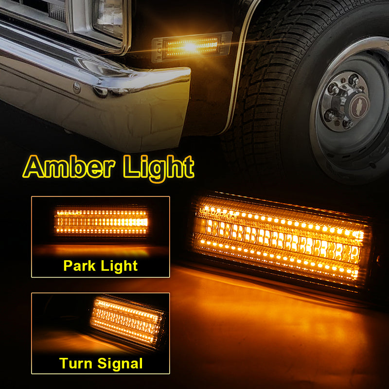 Led Side Marker Lights 500% Bright Smoked Lens Fender Side Marker Compatible with 1981-1991 Chevy C10 C20 C30 GMC C1500 C2500 Suburban Blazer Jimmy