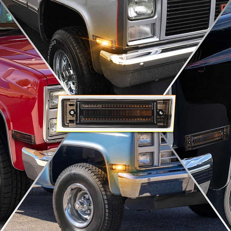 Led Side Marker Lights 500% Bright Smoked Lens Fender Side Marker Compatible with 1981-1991 Chevy C10 C20 C30 GMC C1500 C2500 Suburban Blazer Jimmy