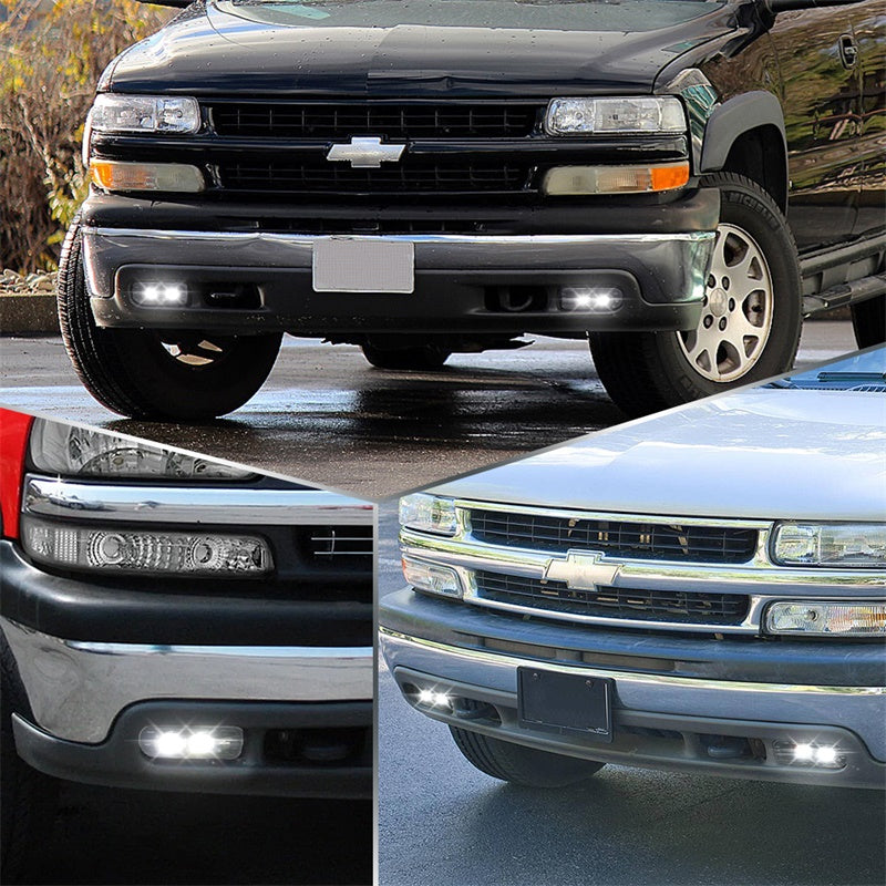 LED Fog Lights Replacement 300% Bright Bumper Fog Lights Compatible with 1999-2002 Chevy Silverado 1500 2500, 2000-2001 Chevy Silverado 3500, 2000-2006 Chevrolet Suburban Tahoe
