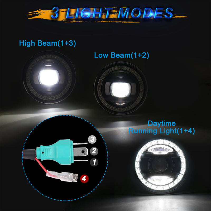 Rebel 500 LED Headlight 30W Motorcycle Headlight with Crystal White&Amber Halo DRL Hi/Low Beam Compatible with 2017-2020 Honda Rebel 250 500