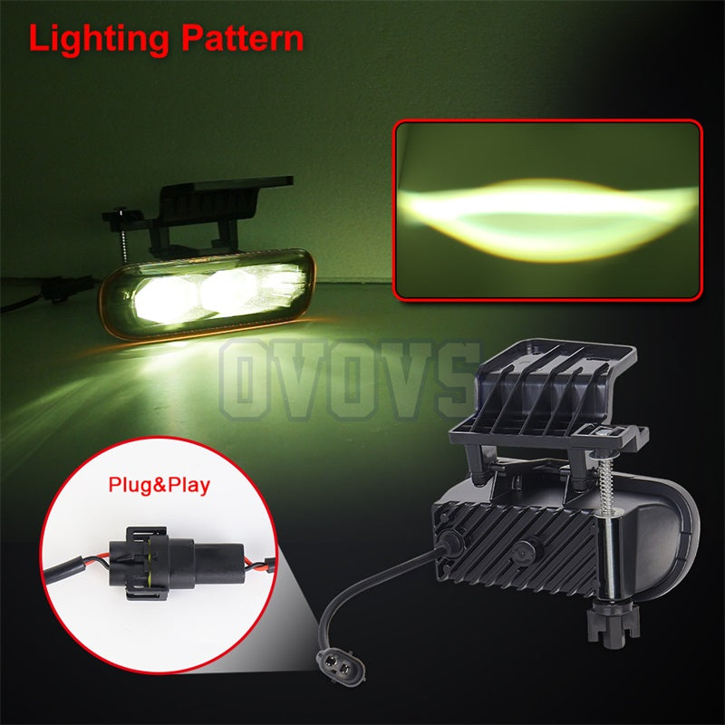 LED Fog Lights Yellow Lens Dual 4D Projector Bumper Lights Compatible with 1999-2002 Chevy Silverado 1500 2500, 2000-2001 Silverado 3500, 2000-2006 Chevrolet Suburban Tahoe