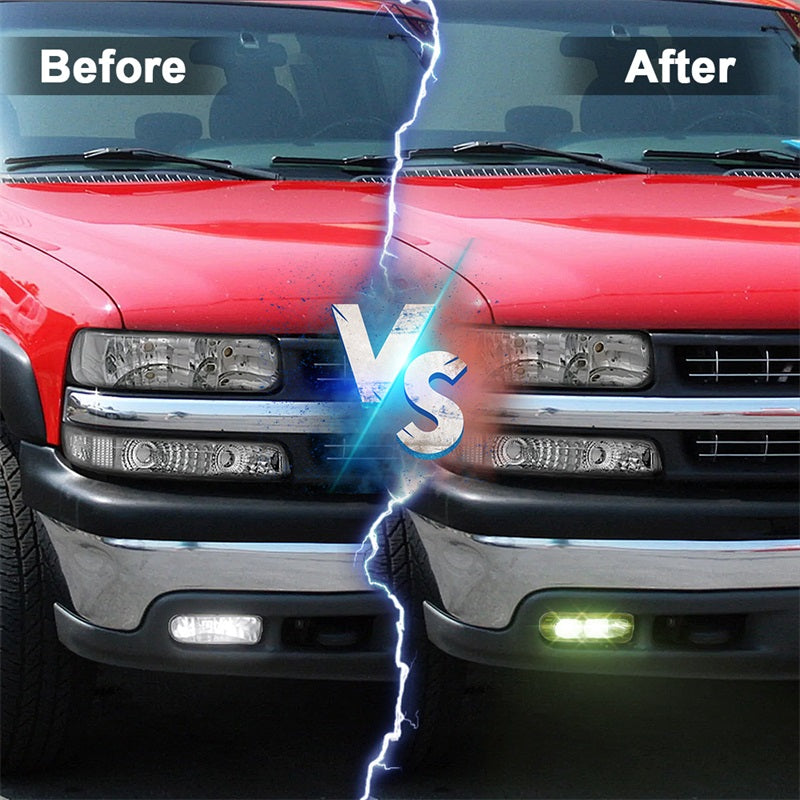 LED Fog Lights Yellow Lens Dual 4D Projector Bumper Lights Compatible with 1999-2002 Chevy Silverado 1500 2500, 2000-2001 Silverado 3500, 2000-2006 Chevrolet Suburban Tahoe
