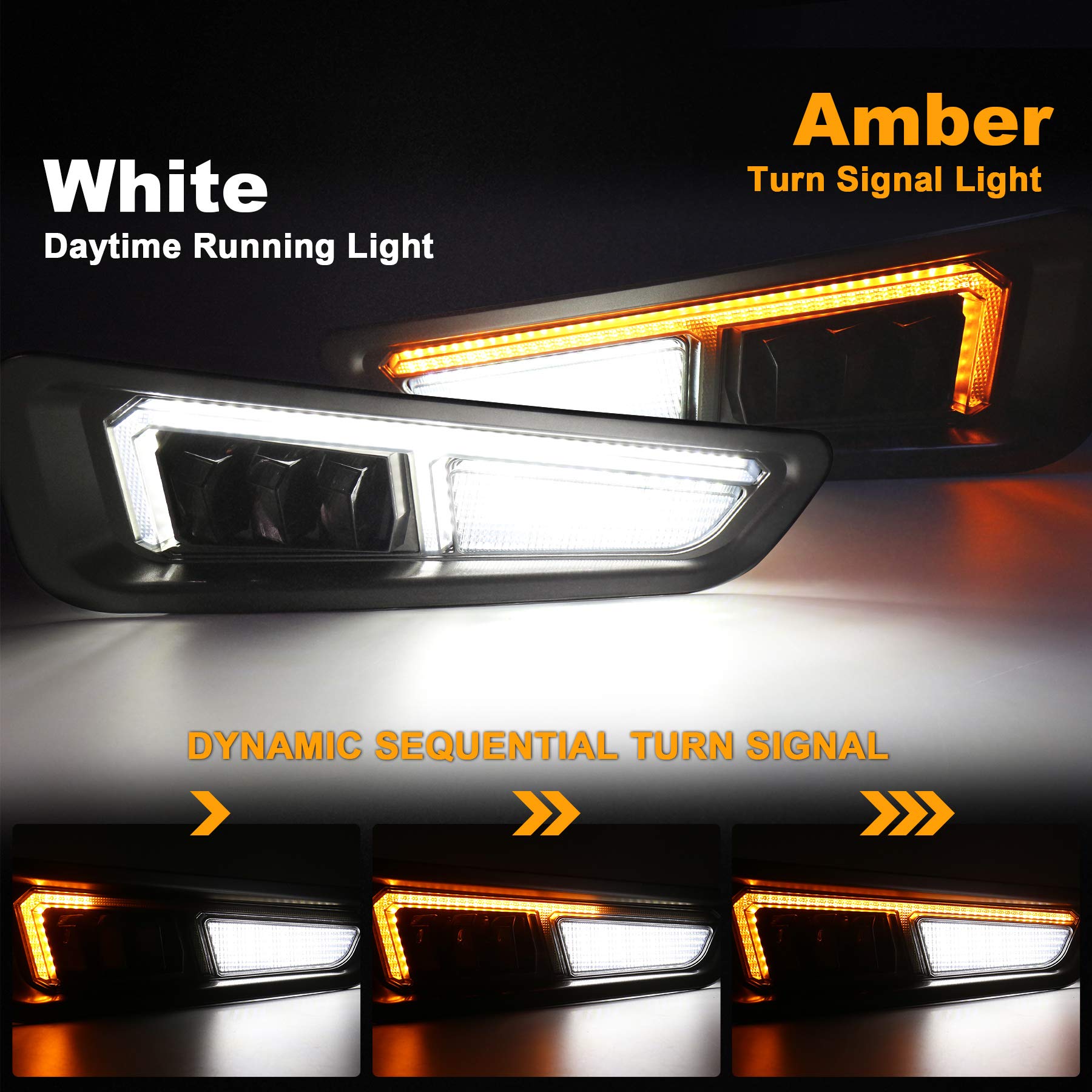 Raptor Fog Lights with Sequential Amber Turn Signal DRL Bumper Fog Driving Lights Compatible with Gen 2 Ford F150 Raptor 2017 2018 2019 2020