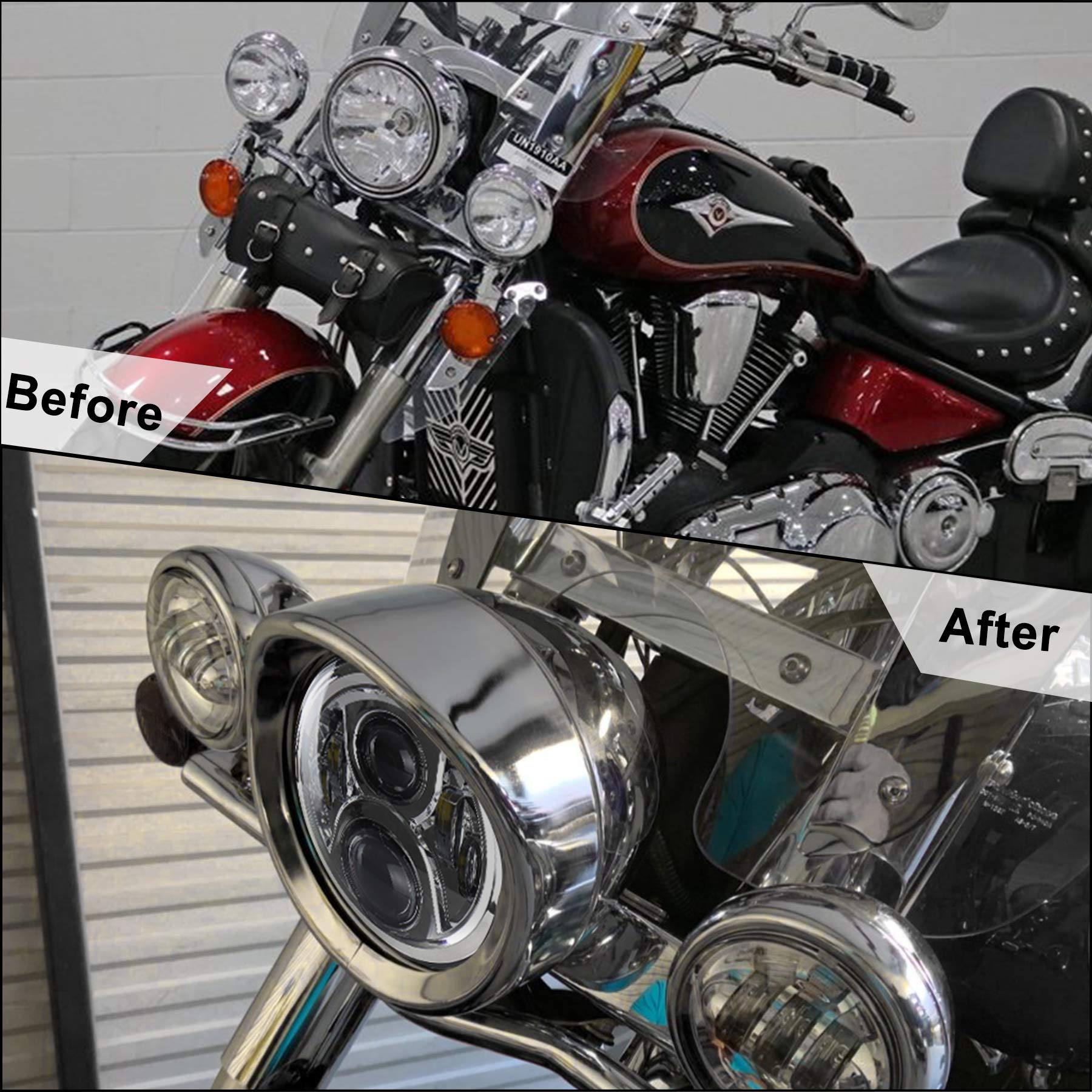 7inch Round Headlight Trim Ring Visor Compatible with Harley 94-14 FLHR Touring Electra Glide Motorcycle Chrome Pack of 1