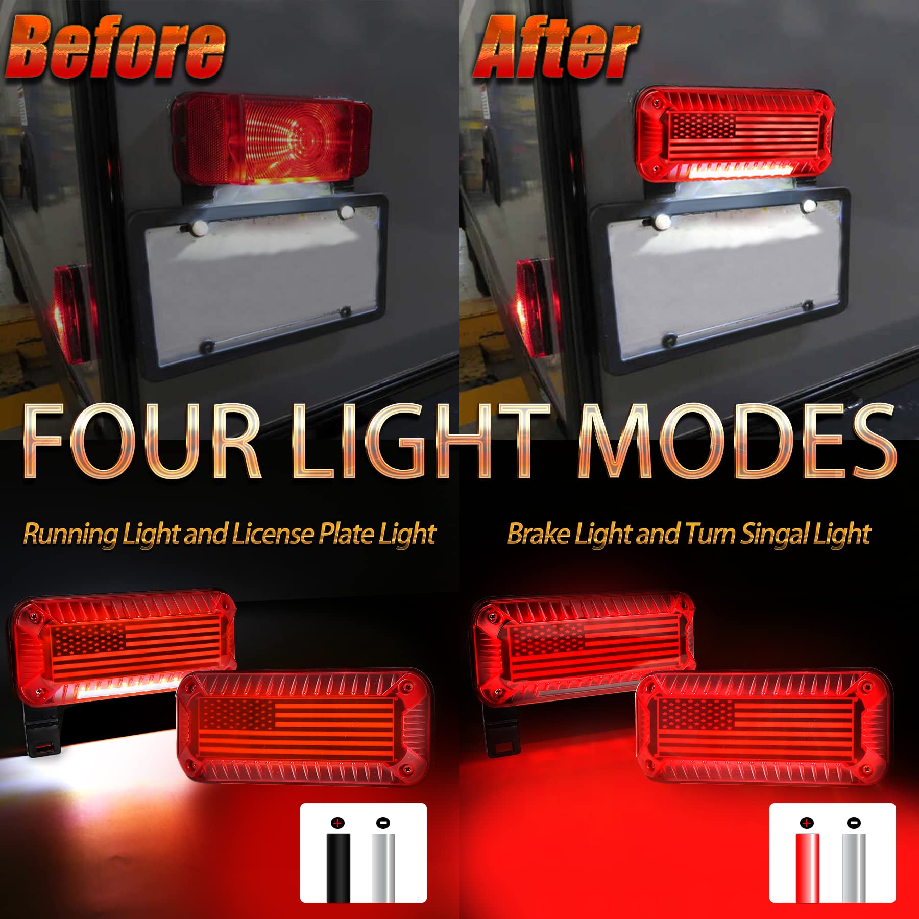RV Tail Lights, 57 LED RV Camper Trailer Tail Lights With Running/Turn Signal/Brake/Stop License Plate Light Surface Mount RV Led Tail Lights