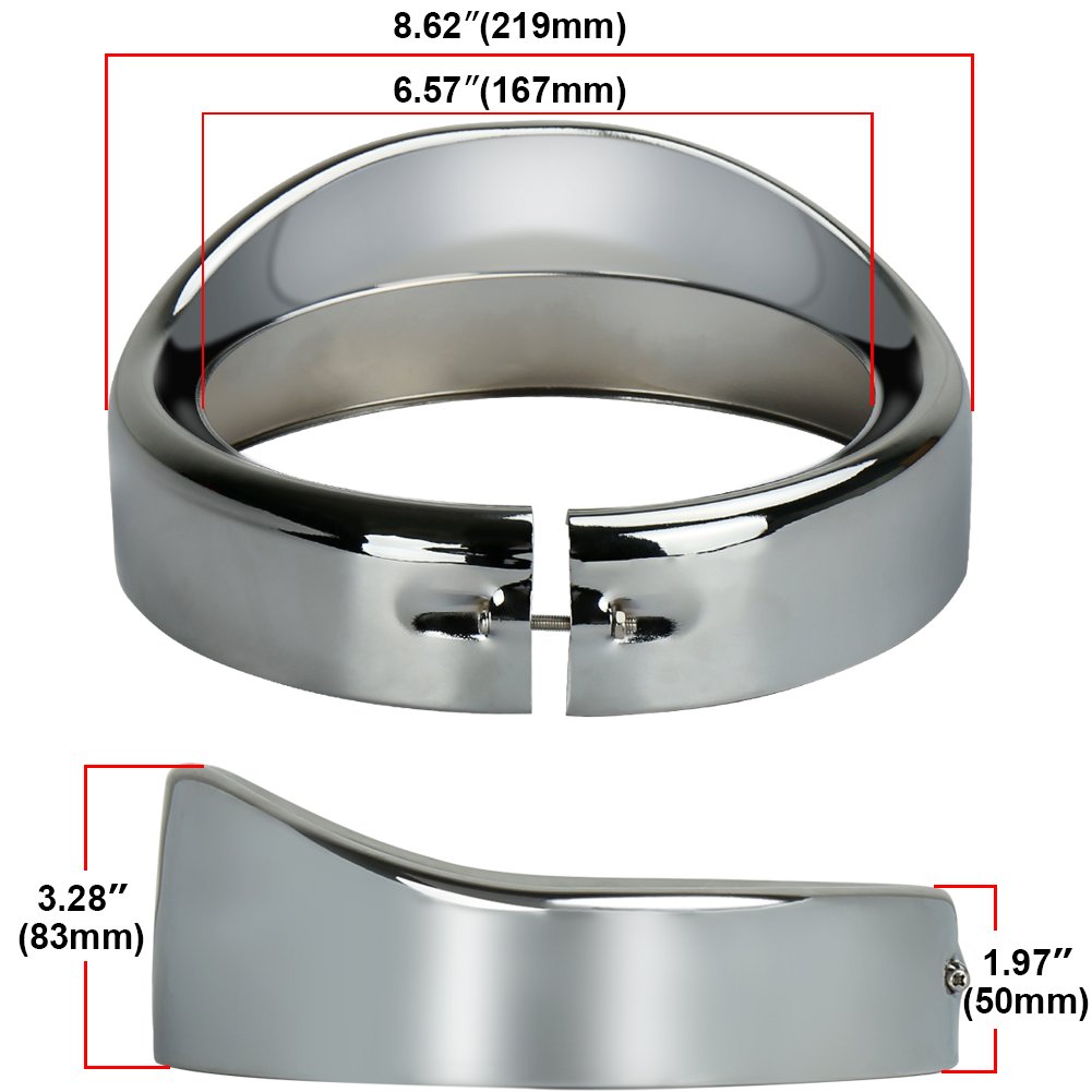 7inch Round Headlight Trim Ring Visor Compatible with Harley 94-14 FLHR Touring Electra Glide Motorcycle Chrome Pack of 1