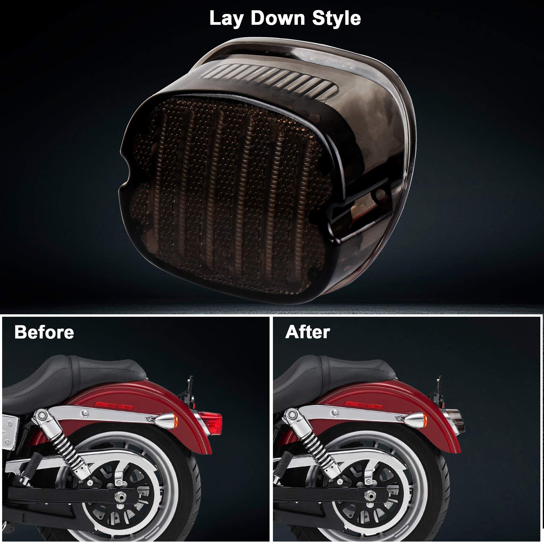 Tail Light Led Integrated Turn Signal Brake Running Light Low Profile Smoked Rear Light Compatible with Harley Sportster 883 1200 Dyna Road King Electra Glide