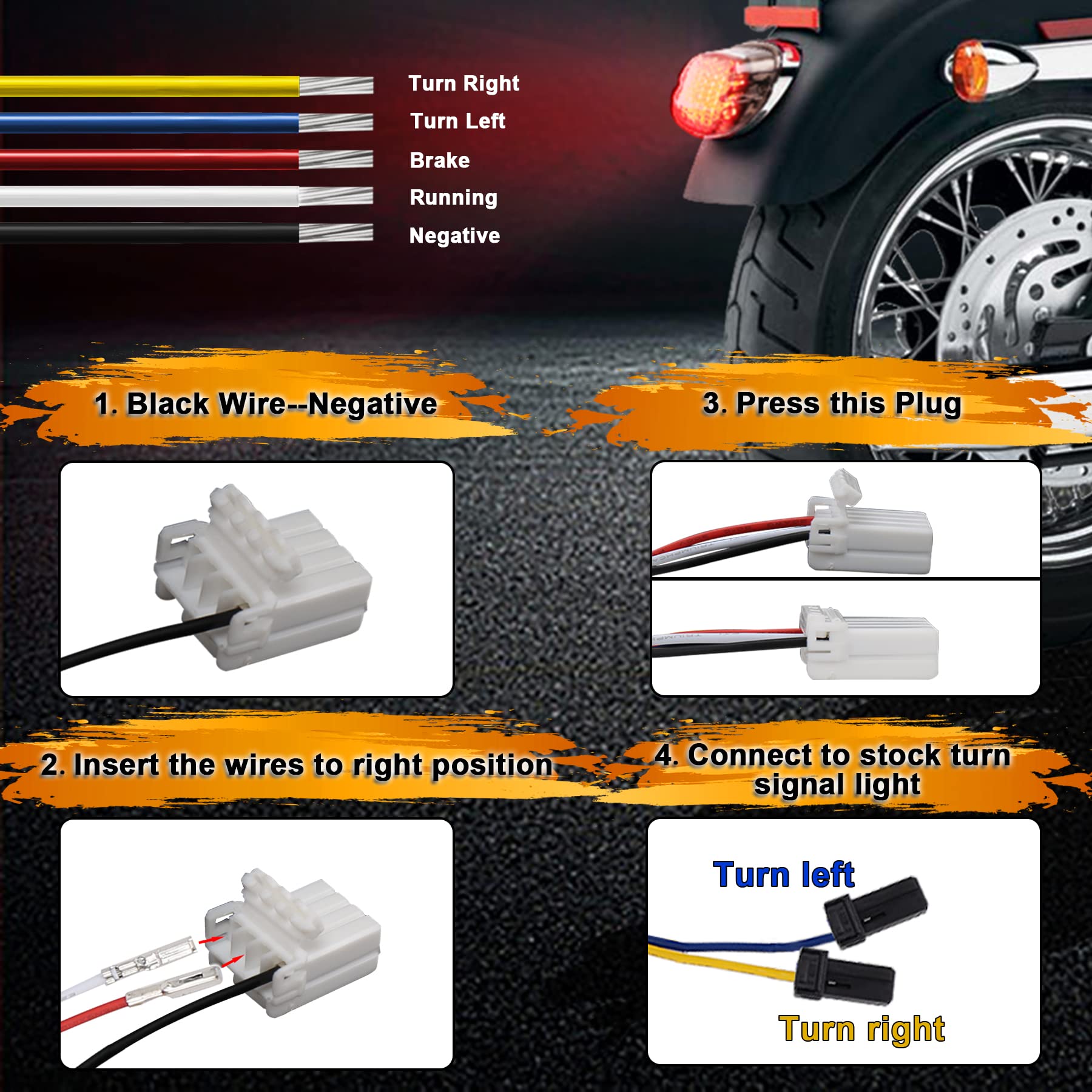 Tail Light Led Integrated Turn Signal Brake Running Light Low Profile Smoked Rear Light Compatible with Harley Sportster 883 1200 Dyna Road King Electra Glide