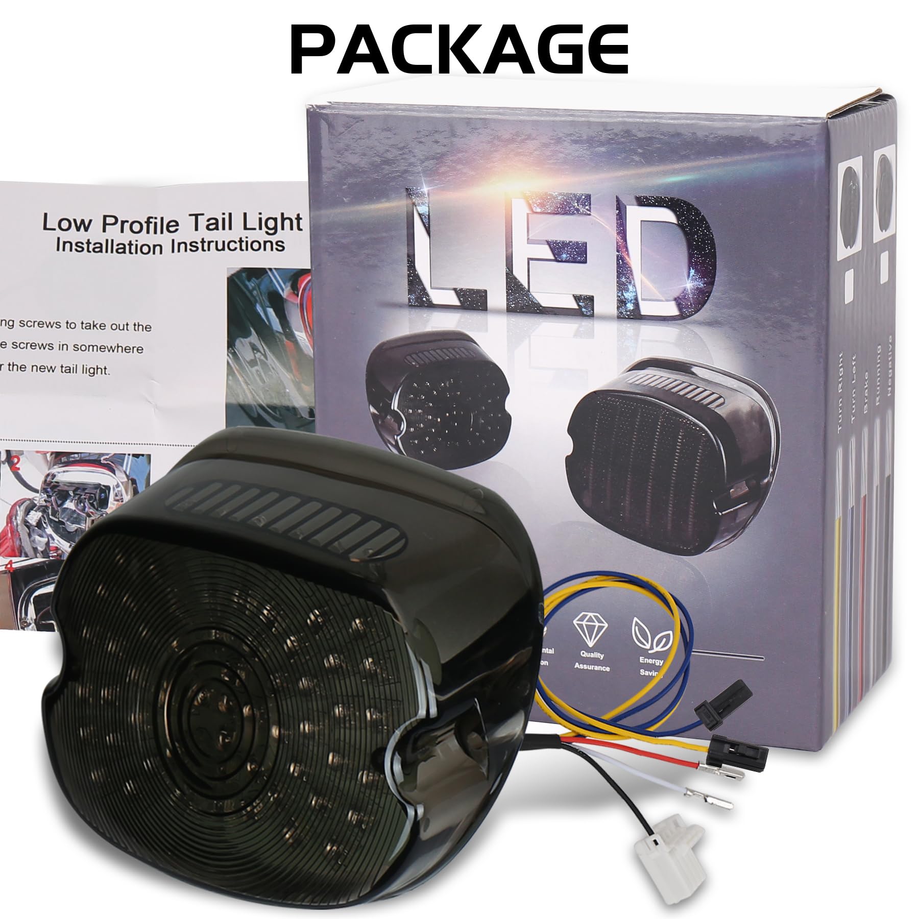 Led Tail Light LED Brake Turn Signal Rear Light Low Profile Smoked Taillights Compatible with Harley Davidson Dyna Sportster 883 1200 Road King