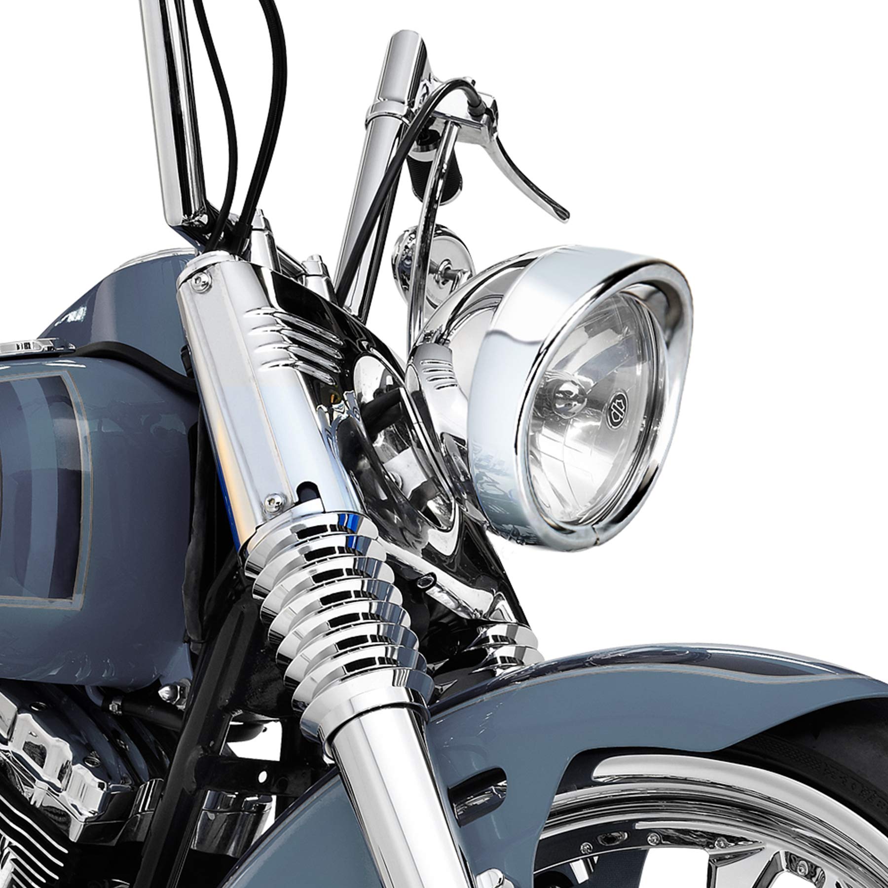 7inch Round Headlight Trim Ring Visor Compatible with Harley 94-14 FLHR Touring Electra Glide Motorcycle Chrome Pack of 1