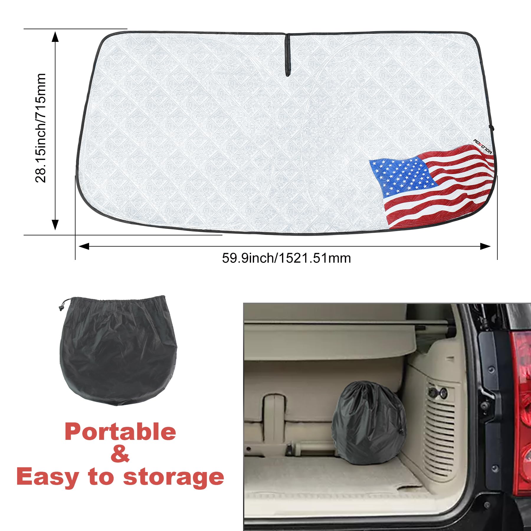 Windshield Sun Shade,Foldable Front Window Sun Shade for 2007-2013 Chevrolet Silverado/GMC Sierra 1500 07-14 Chevrolet Silverado/GMC Sierra 2500HD/3500HD-Upgraded 6mm 240T Material(59” X 28”)