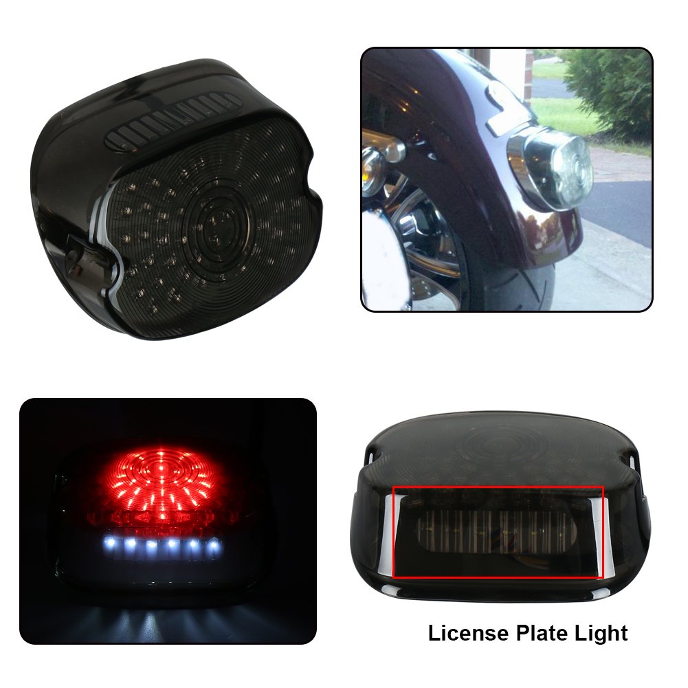 Led Tail Light LED Brake Turn Signal Rear Light Low Profile Smoked Taillights Compatible with Harley Davidson Dyna Sportster 883 1200 Road King