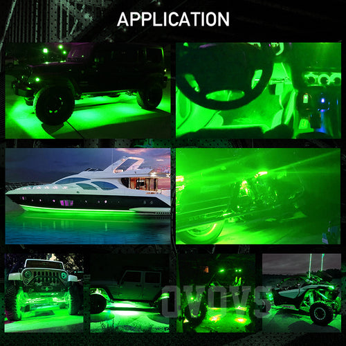 2 Pods LED Rock Lights, Green Off Road Rock Lights Waterproof IP68 Underglow Light Kit Compatible with Truck Pickups Cars ATV UTV SUV Motorcycle Boat