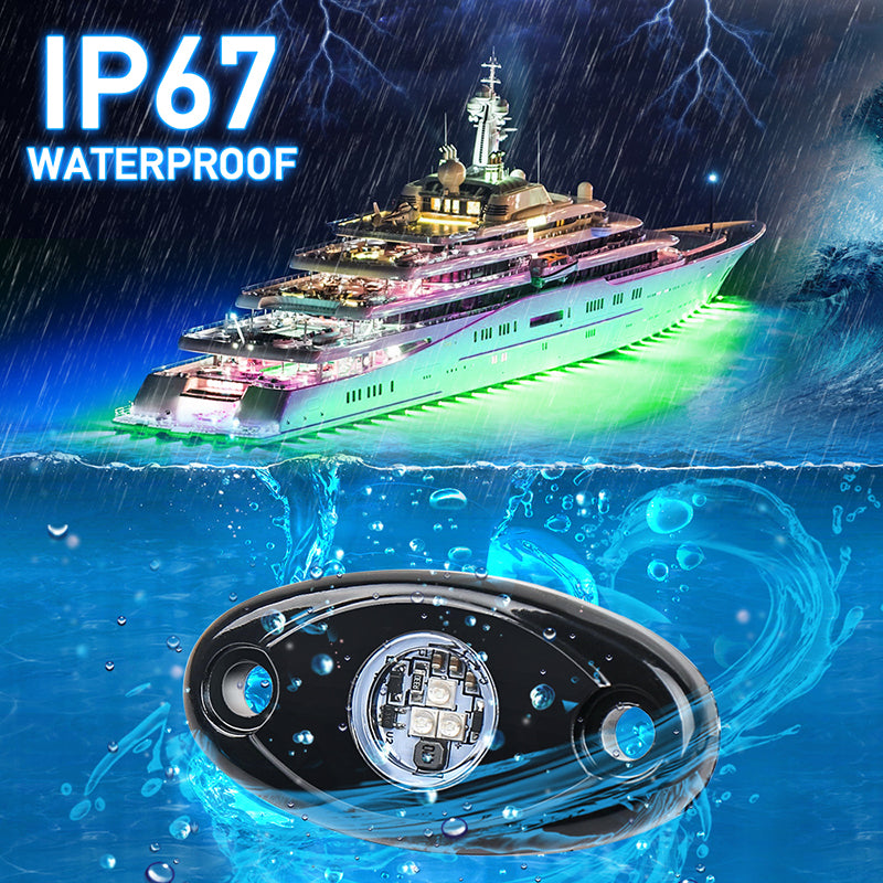 2 Pods LED Rock Lights, Green Off Road Rock Lights Waterproof IP68 Underglow Light Kit Compatible with Truck Pickups Cars ATV UTV SUV Motorcycle Boat