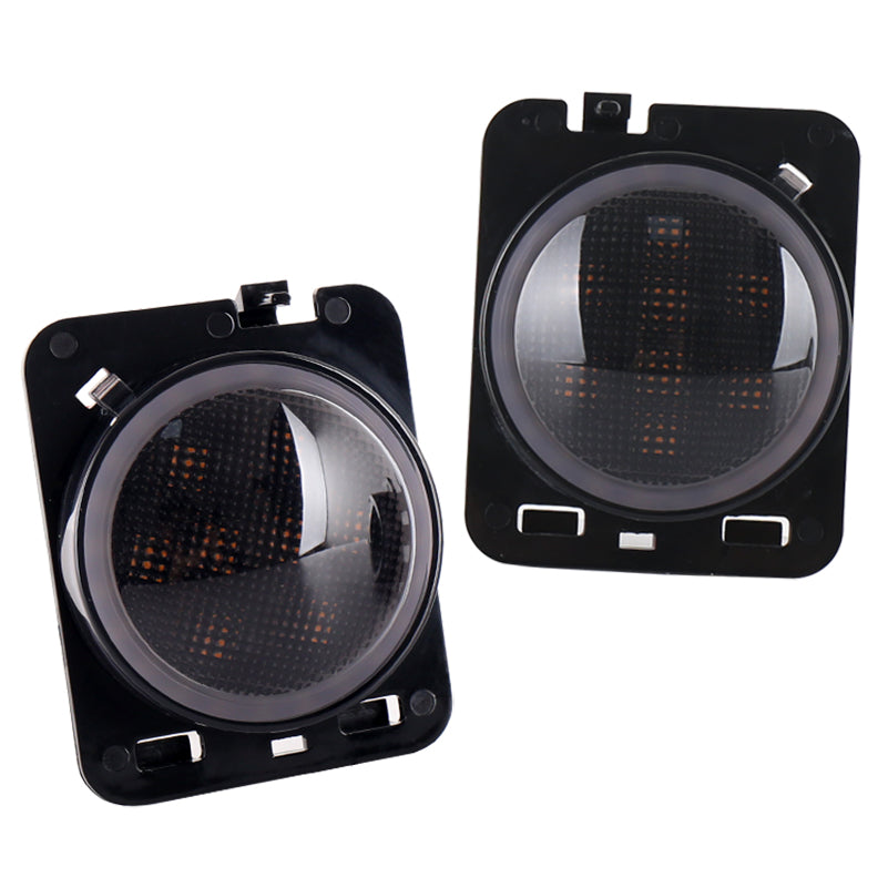 LED Side Marker Lights White DRL Amber LED Turn Signal Lights Fender Signal Parking Lights Compatible with 07-17 Wrangler JK JKU