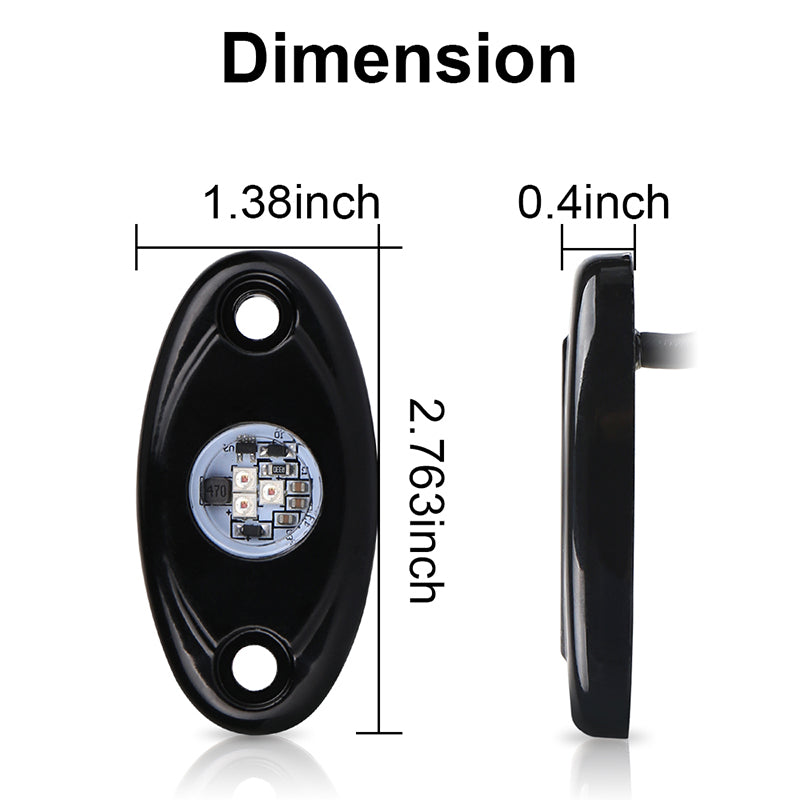 2 Pods LED Rock Lights, Red Rock Lights Waterproof IP68 Neon Underglow Lights Compatible with Off Road Truck Pickups Cars ATV UTV SUV Motorcycle Boat