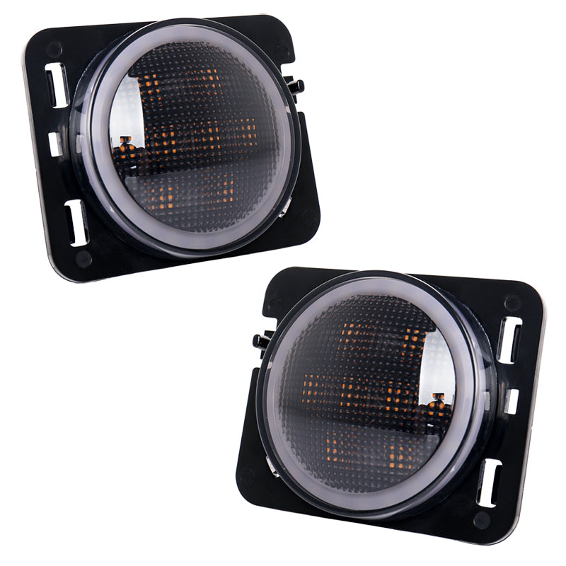 LED Side Marker Lights White DRL Amber LED Turn Signal Lights Fender Signal Parking Lights Compatible with 07-17 Wrangler JK JKU
