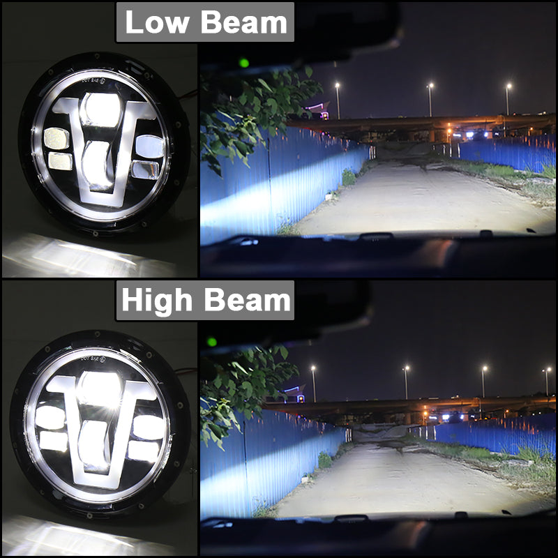 JK Headlights, MOVOTOR 7 inch LED Headlights with V Type White DRL Amber Halo Turn Signal Compatible with Jeep Wrangler JK JKU TJ LJ CJ Hummer H1 H2