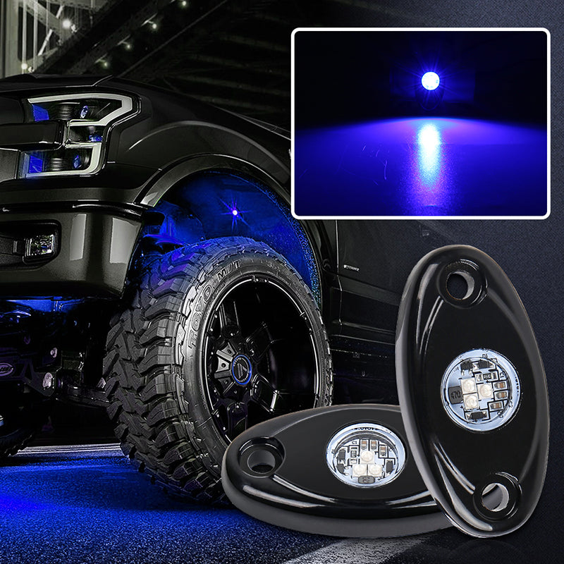Blue LED Rock Lights, Off Road Rock Light Kit Waterproof IP68 Underglow Lights Compatible with Truck Pickups Cars ATV UTV SUV Motorcycle Boat