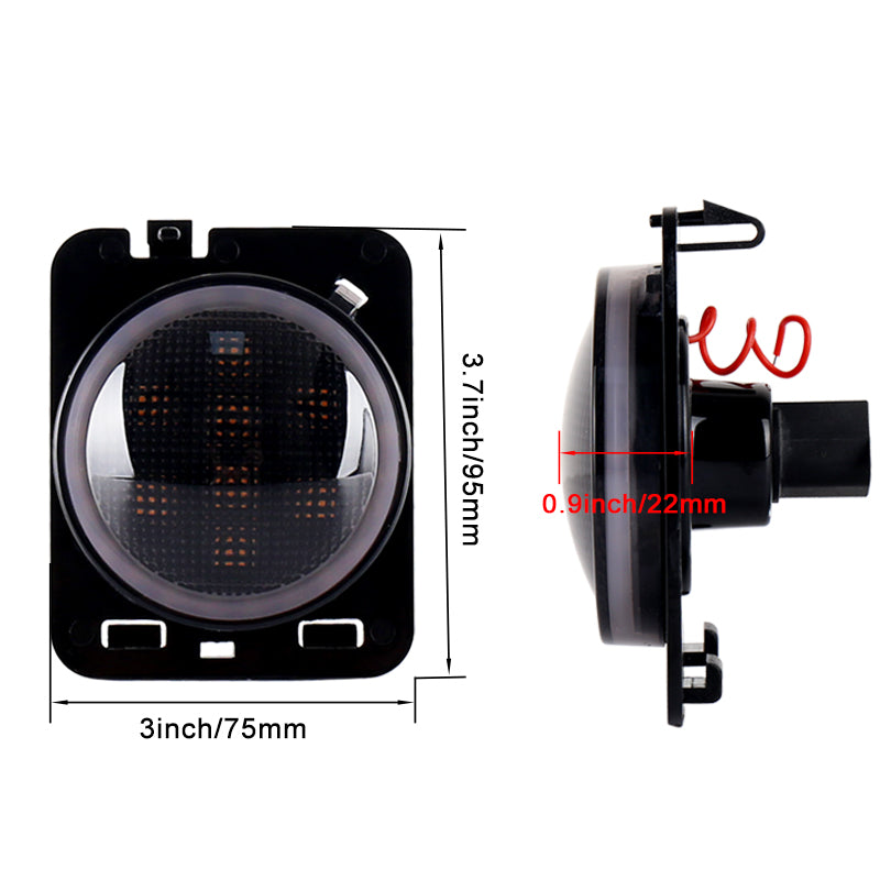 LED Side Marker Lights White DRL Amber LED Turn Signal Lights Fender Signal Parking Lights Compatible with 07-17 Wrangler JK JKU