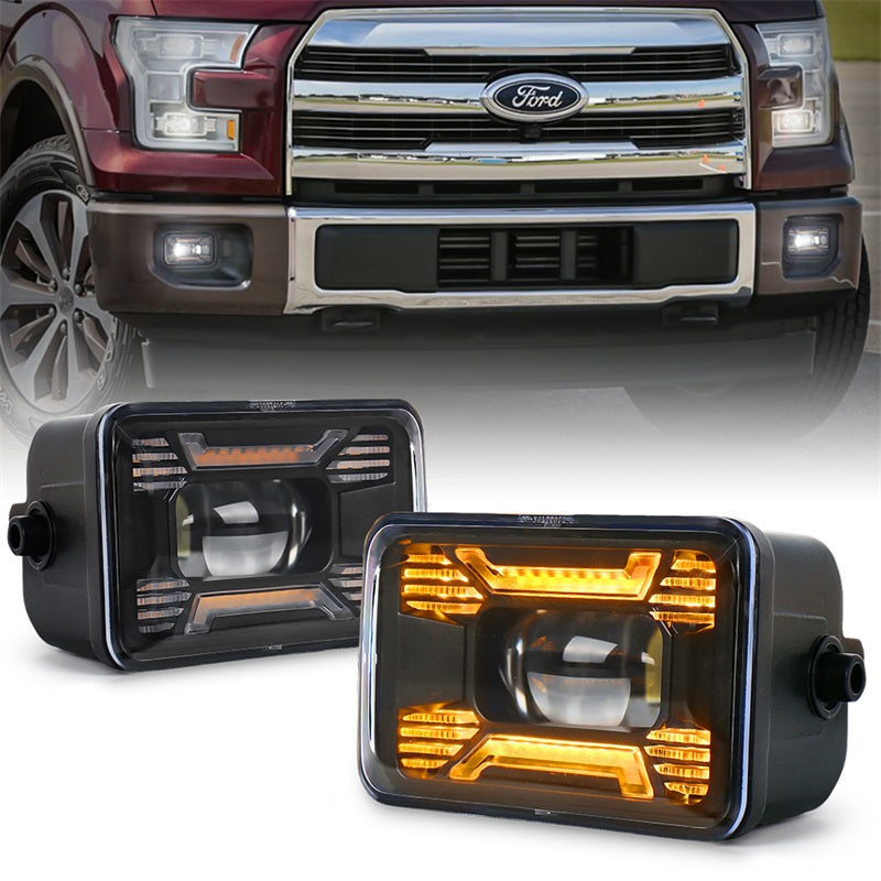 F150 LED Fog Lights, 4inch Fog Lights Upgrade X Design with Amber Turn Signal LED Front Bumper Fog Lamps Compatible with Ford F150 2015-2020 Ford Super Duty 2017 2018