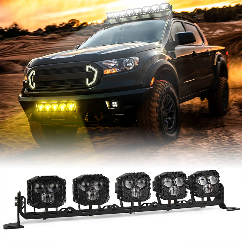 Autoxbert 4-Inch LED Pod Lights - Spot Beam White/Yellow Fog For Motorcycle & Truck