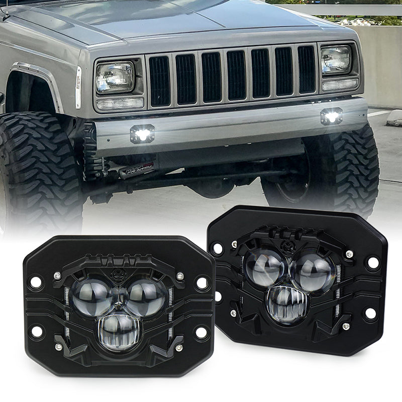 Flush Mount LED Pods, 5 inch 40W Off Road Driving LED Pod Lights Waterproof with Projector White Spot Beam Reverse Lights for Trucks ATV SUV UTV 4x4