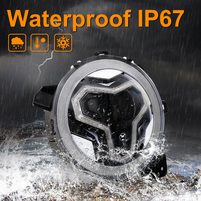 JL LED Headlights, 9 inch Headlights with Integrated DRL Turn Signal Light for Jeep JL 2018-2023 Jeep Gladiator JT 2019-2023, New Version Adjustable Screw