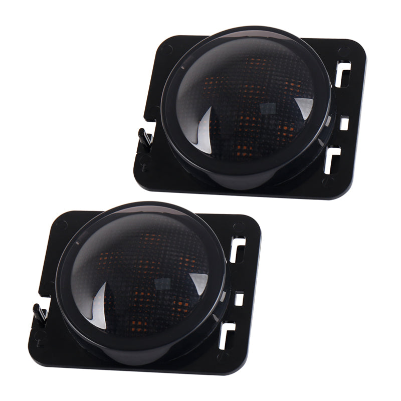 Smoke Lens LED Side Marker Front Fender Amber Turn Signal Parking Lights for Jeep Wrangler 2007-2017