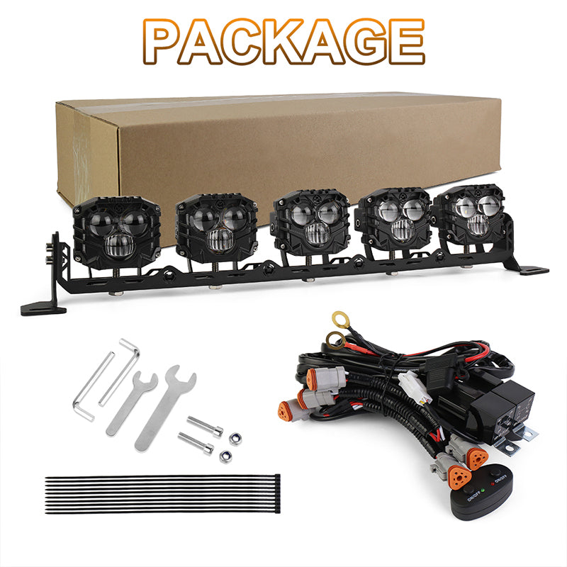 22 Inch LED Light Bar,Dual Color-Amber White 150W Spot Beam Off Road Lights With On/Off Wiring Harness Kit For Tractor,ATV,UTV,Boat,Trucks Roof Bumper