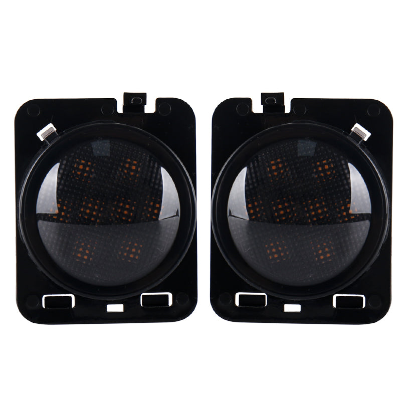 Smoke Lens LED Side Marker Front Fender Amber Turn Signal Parking Lights for Jeep Wrangler 2007-2017