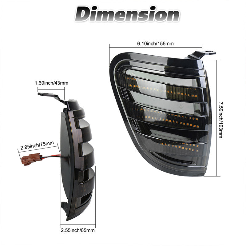 LED Corner Lights, Smoke Lens Waterproof Side Marker Light Assembly Compatible with 2001 2002 2003 2004 Toyota Tacoma Pickup Replacement for 8161004090B0 8162004090B0