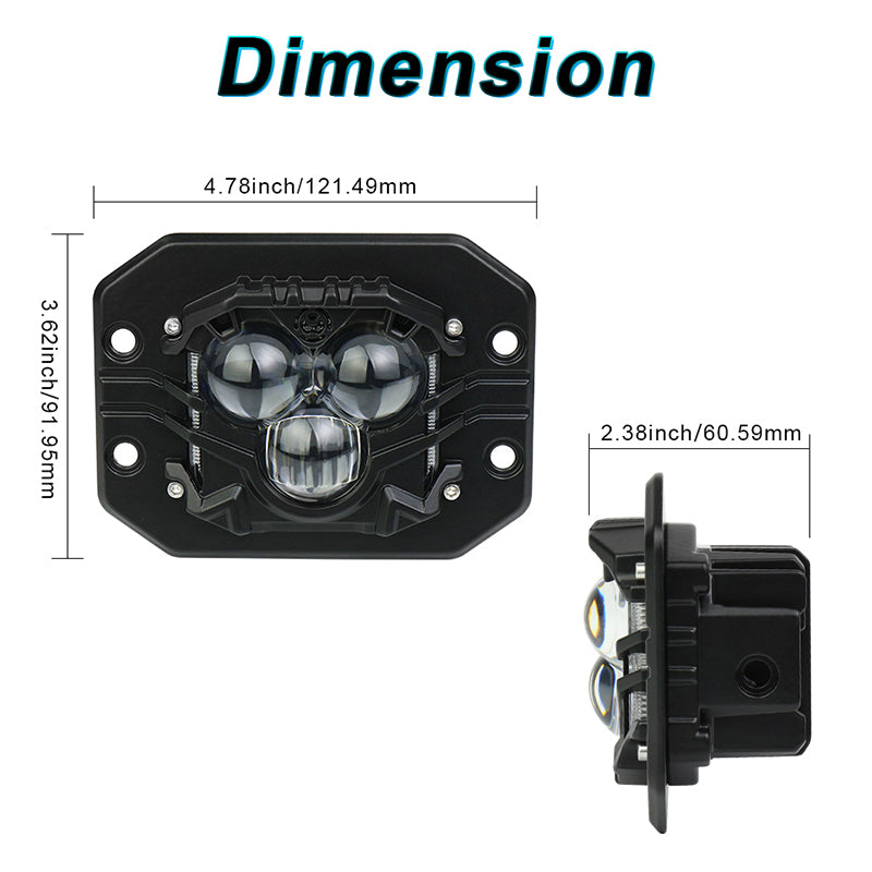 Flush Mount LED Pods, 5 inch 40W Off Road Driving LED Pod Lights Waterproof with Projector White Spot Beam Reverse Lights for Trucks ATV SUV UTV 4x4