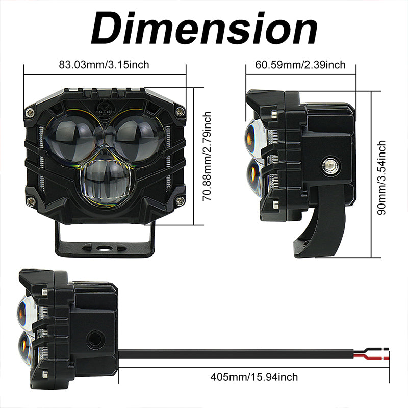 3 Inch LED Pod Lights, 40W Waterproof Off Road Light Pods with Projector Spot Beam Ditch Light LED Cube Lights for Trucks ATV SUV UTV 4x4 Boat, black