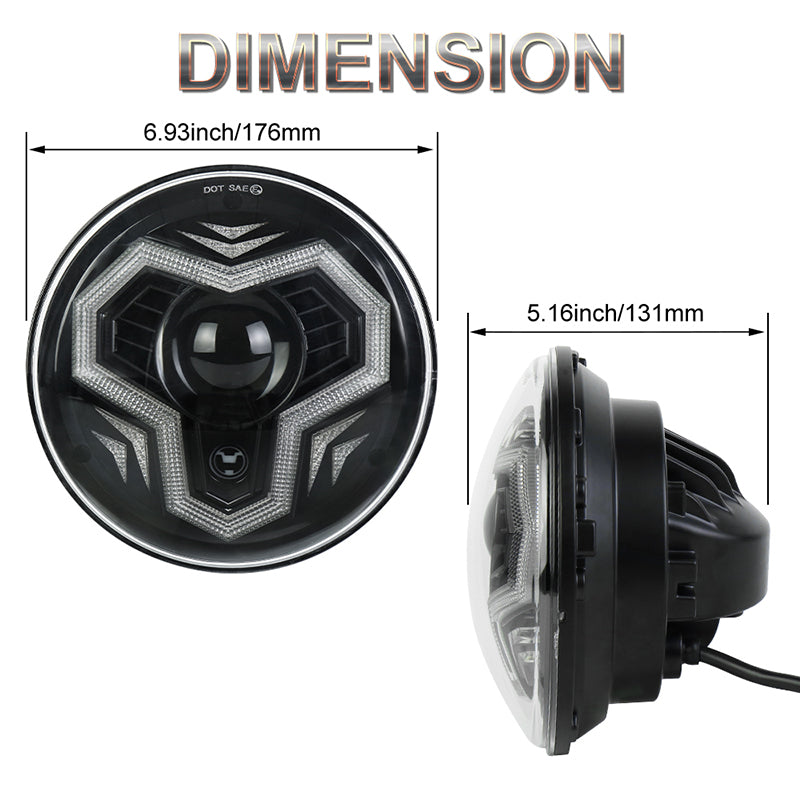 7 Inch LED Headlights, 1000% Bright Anti-glare H6024 Headlight Assemblies with DRL Turn Signal Hi/Lo Beam Compatible with Jeep Wrangler JK JKU TJ LJ CJ Mazda Miata Chevy Ford Hummer H1 H2