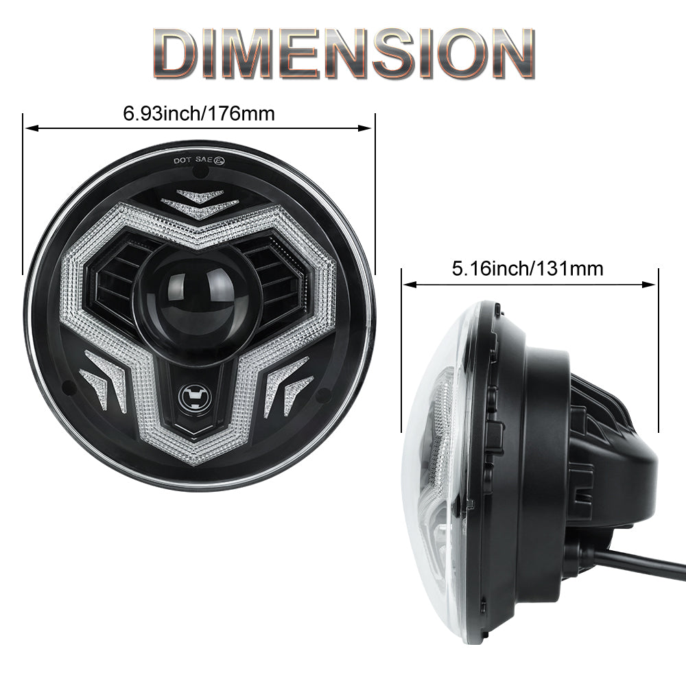 7 Inch RGB Headlights, 1000% Bright Multi-Color Halo Headlight Kit with Turn Signal High/Low Beam Compatible with Jeep Wrangler JK TJ LJ CJ Mazda Miata Chevy Hummer