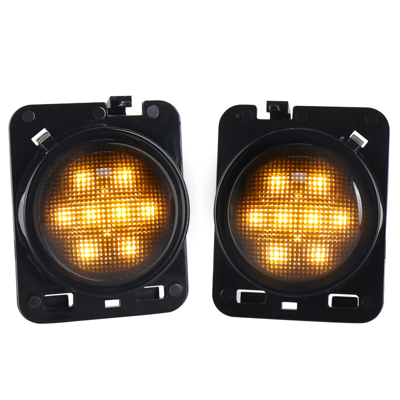 Smoke Lens LED Side Marker Front Fender Amber Turn Signal Parking Lights for Jeep Wrangler 2007-2017